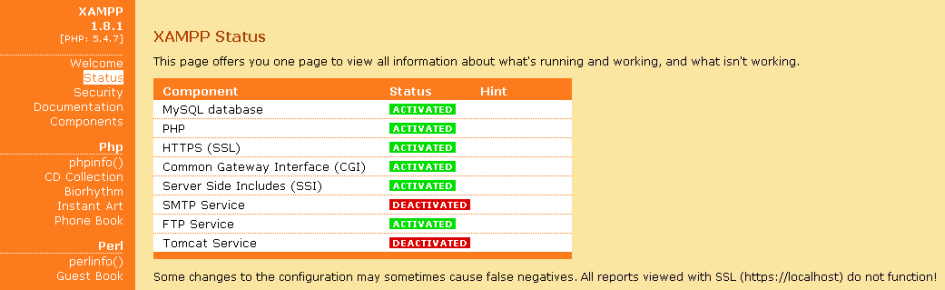 XAMPP Status Page