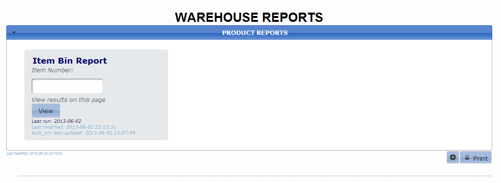 Warehouse Reports